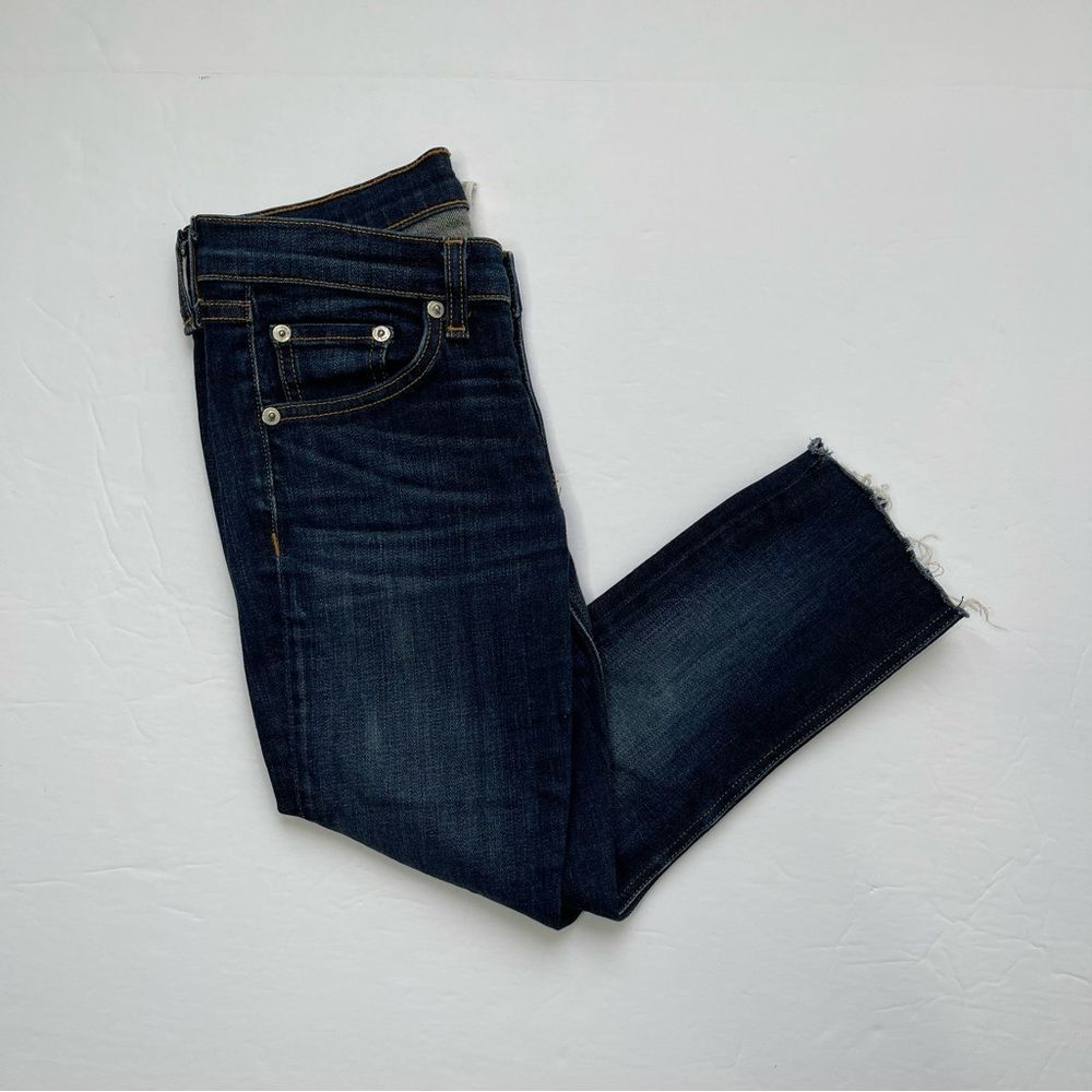 Rag & bone Dark Blue Frayed Bottom Dark Wash Skinny Jeans Size 25